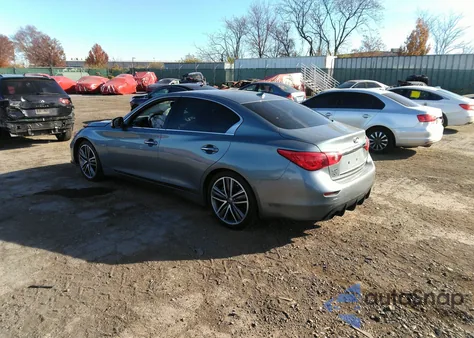 2014 Infiniti Q50 Hybrid Sport z USA, uszkodzony, nr VIN JN1AV7AR0EM702446